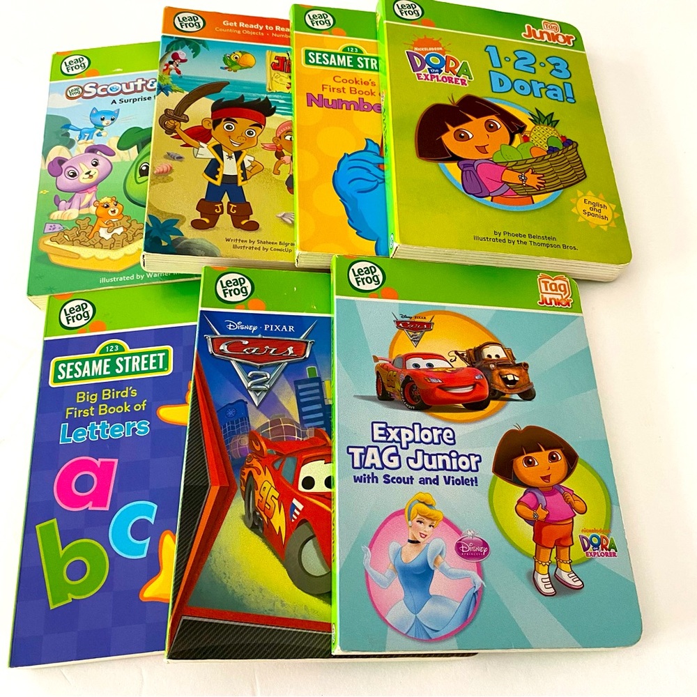 Lot of 7 tag leap frog books. Preowned no stylus. Books only. See pics